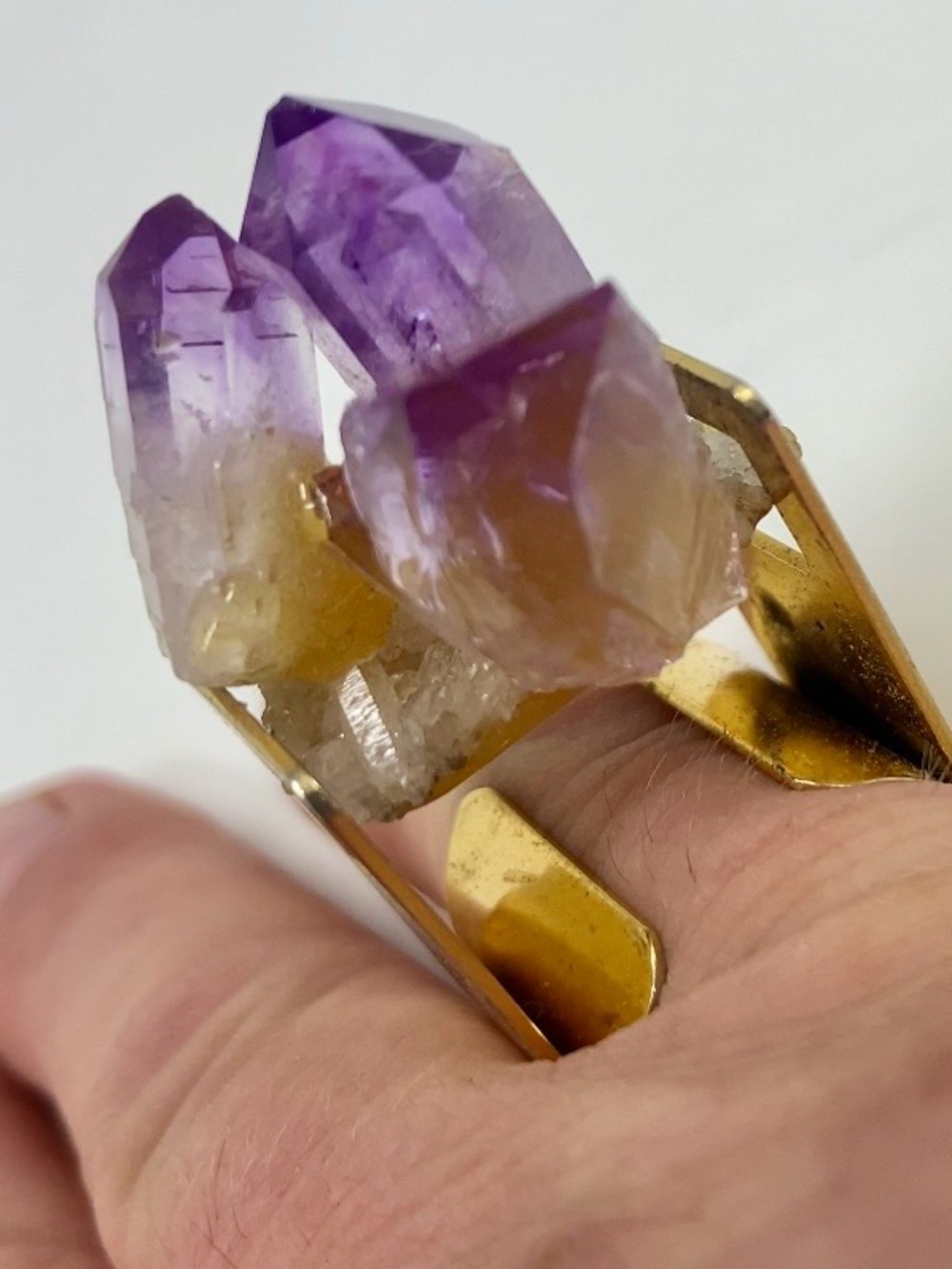 Vintage Arthur Court San Francisco  amethyst, and brass ring adjustable size 6-8